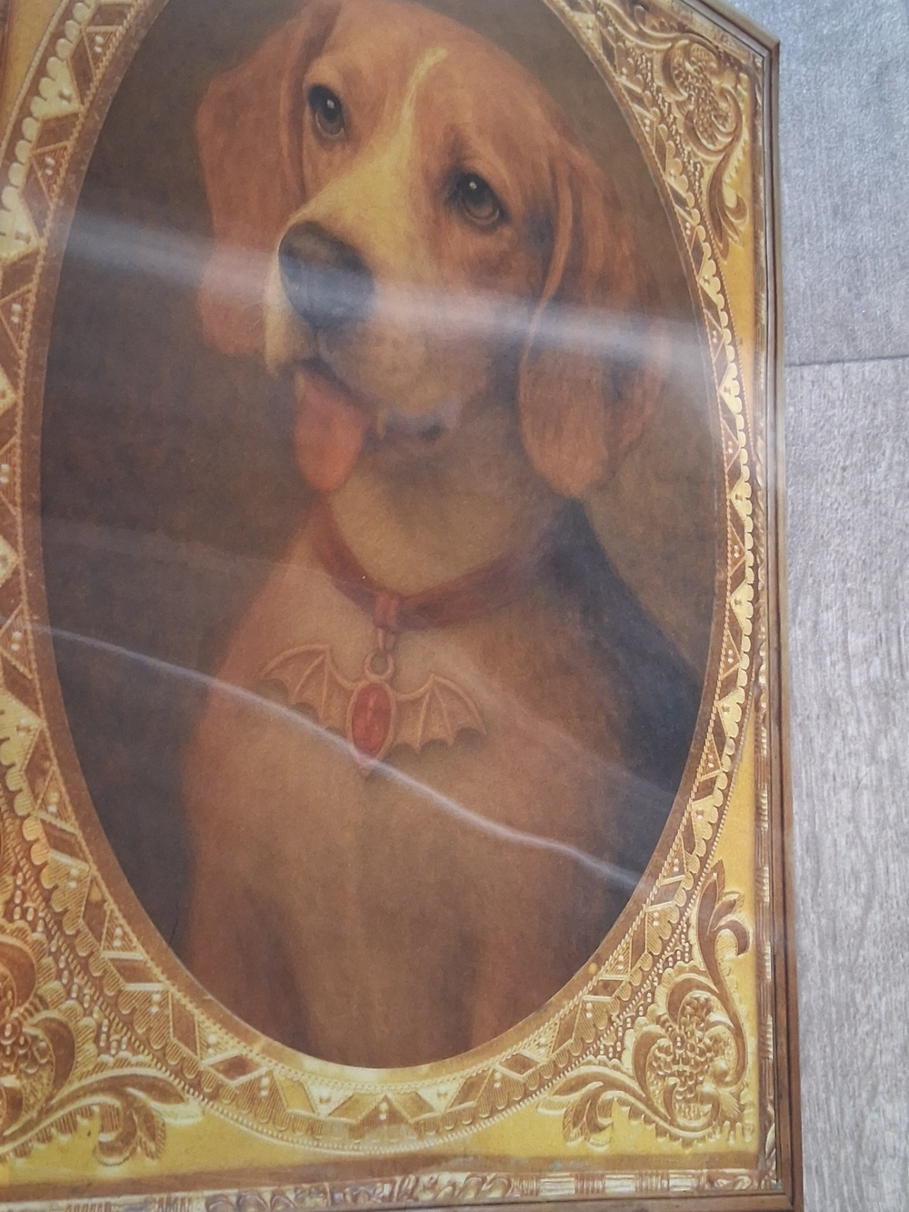 Holographic Spooky Classic Golden Dog Portrait Wall Art - Brown